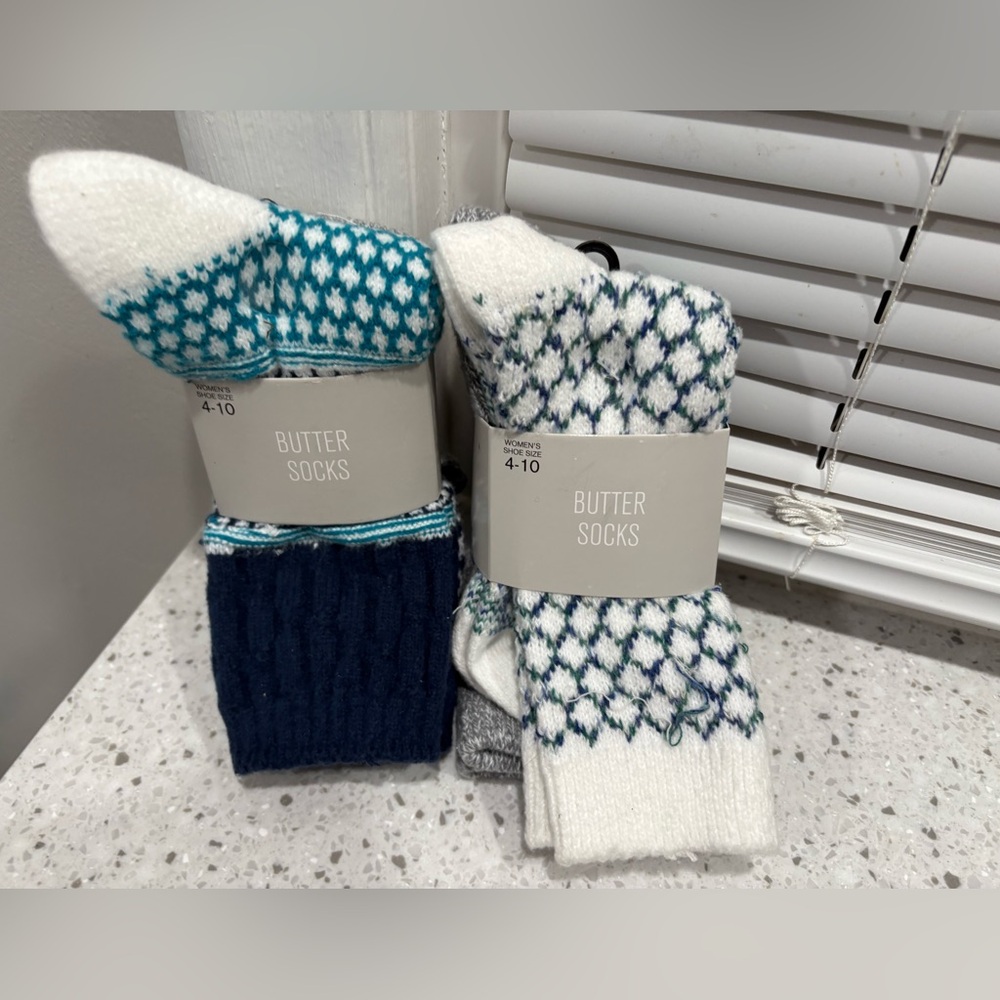Butter Socks Set in Blue and White- 2 sets